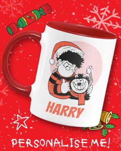Personalised Retro Dennis & Gnasher Festive Mug