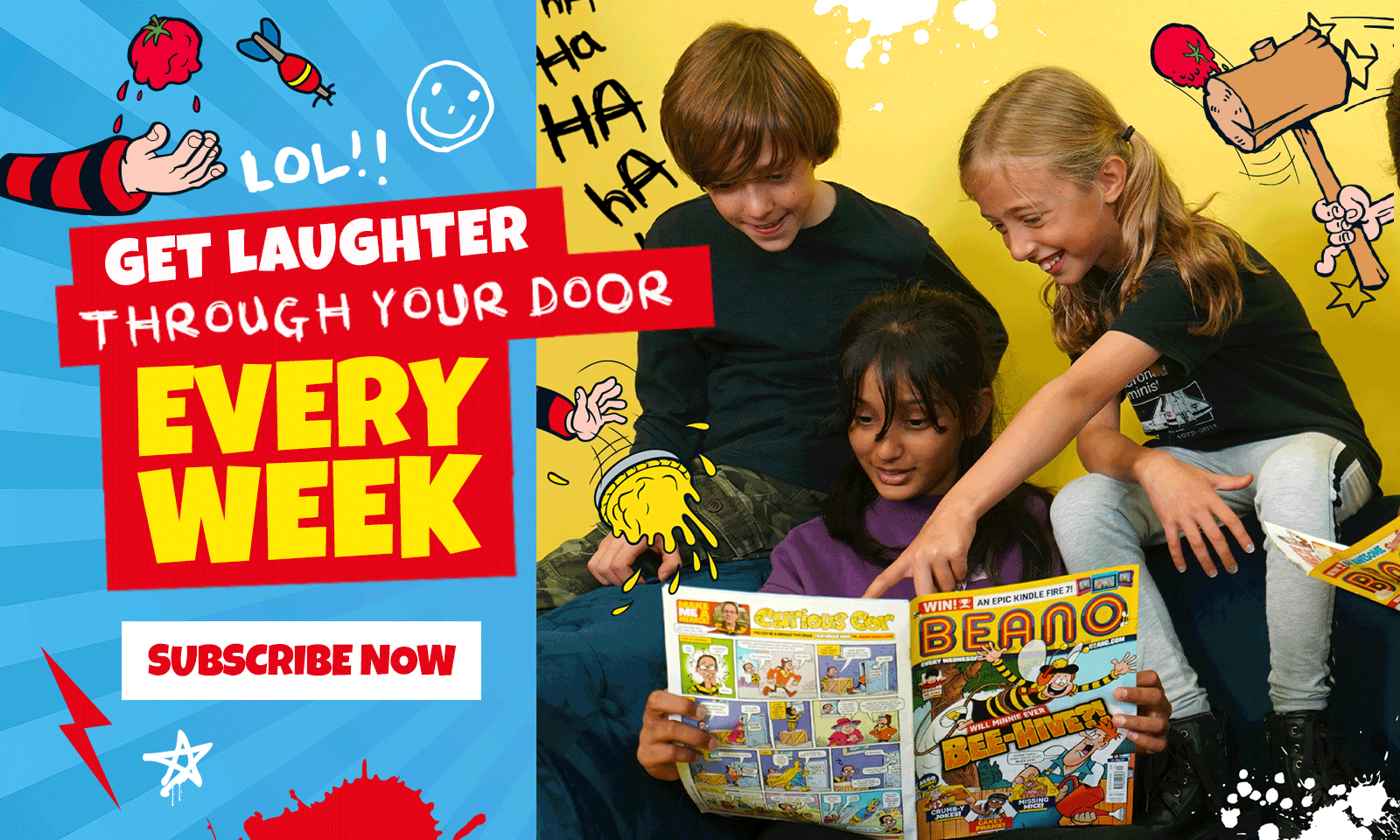 Get laughter through your door every week with a Beano Comic Subscription